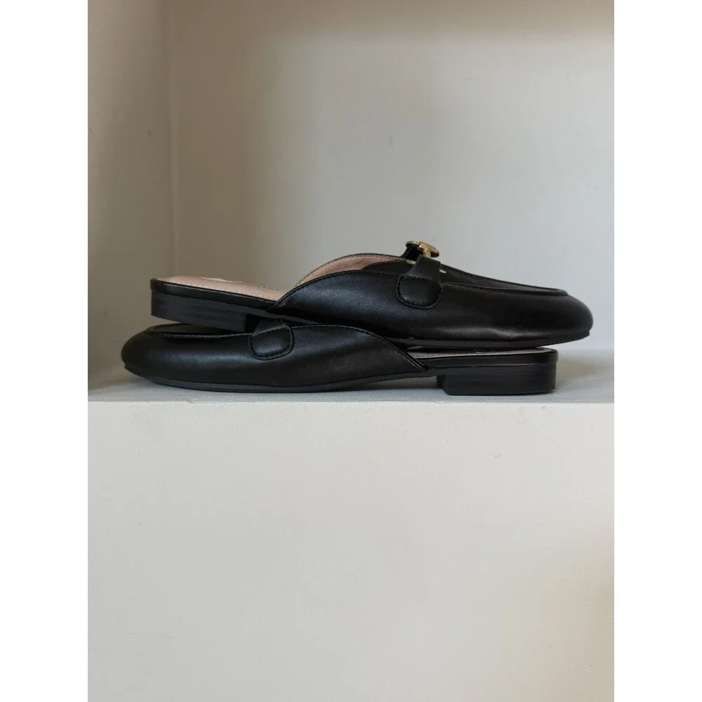 Cushionaire Yoga Mule Loafers Size 8 Black Horsebit Slip On Comfort Flats